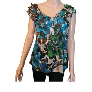Ana cami blouse crop sz M Floral Ruffle Sleeve Women's Top Used
